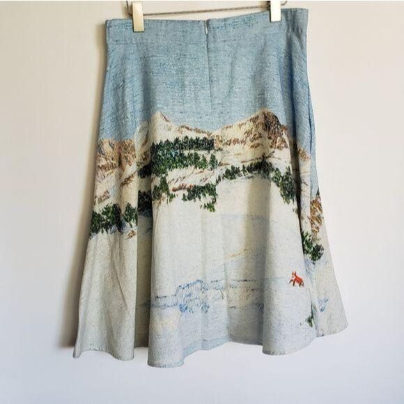 Corey Lynn Carter Wonderland A-Line Midi Skirt Winter Snow Scenery Size Small - Picture 9 of 12